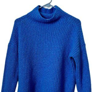 Anthropologie Blue, Funnel Neck Shaker Knit Sweater--XS